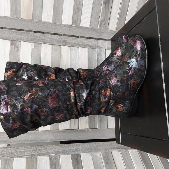 Shoes - Stylish Floral Slouchy  Boots | 6 1/2W